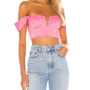 Revolve hot pink off the shoulder corset crop top